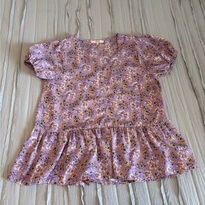 ANDREE BY UNIT Lavender Floral Peplum Blouse | Size S